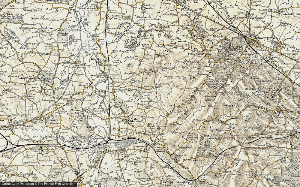Old Map of Historic Map covering Brook End in 1901-1902