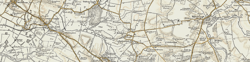 Old map of Borough Fen in 1901-1902