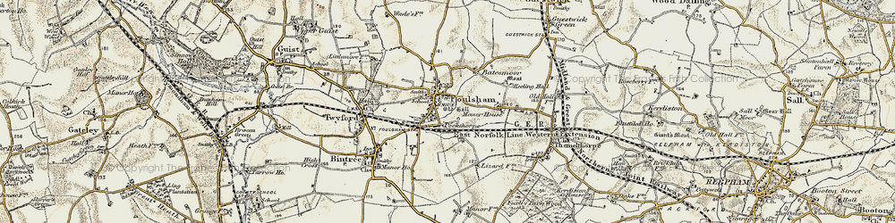 Old map of Foulsham in 1901-1902