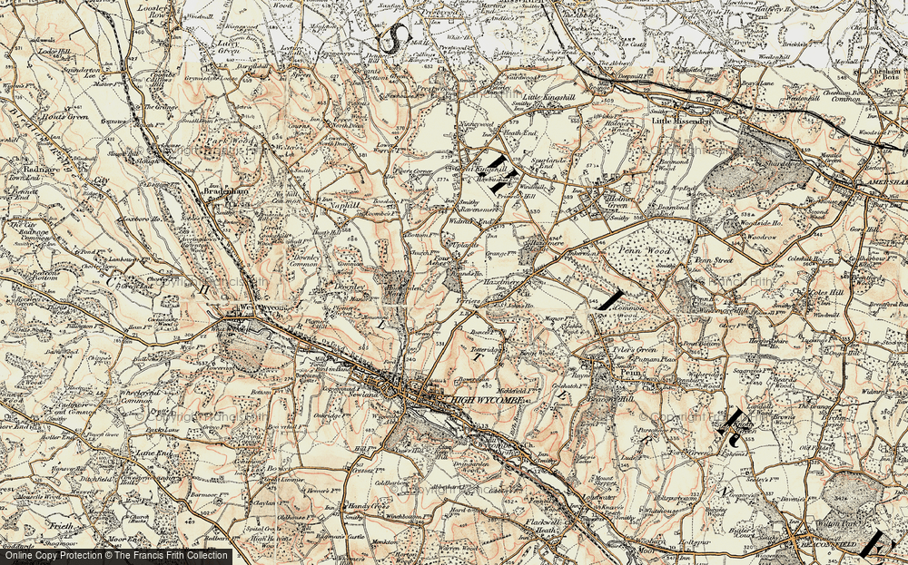Old Map of Historic Map covering Brands Ho in 1897-1898