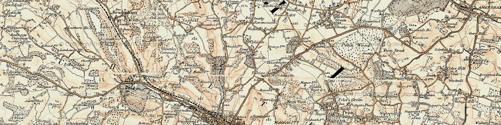 Old map of Four Ashes in 1897-1898