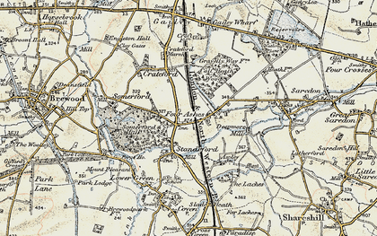 Old map of Four Ashes in 1902
