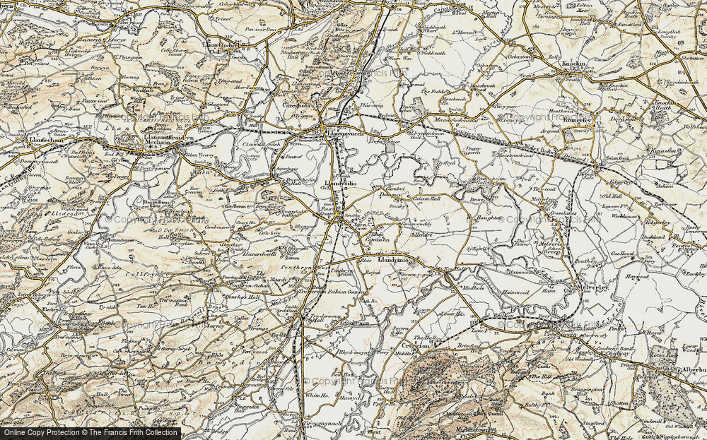 Old Map of Four Crosses, 1902-1903 in 1902-1903