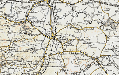 Old map of Four Crosses in 1902-1903