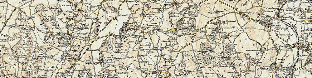 Old map of Four Elms in 1898-1900
