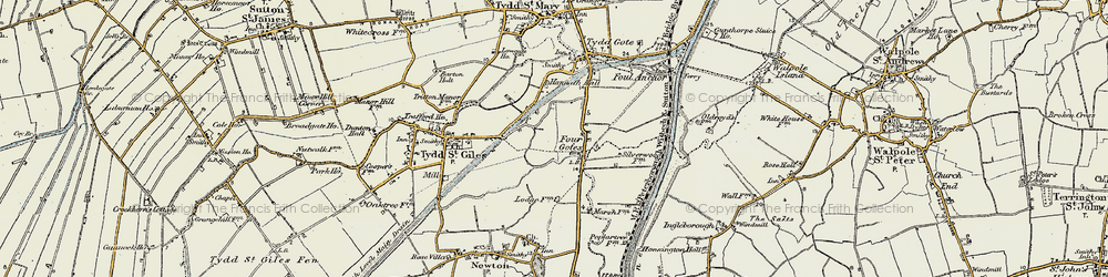 Old map of Four Gotes in 1901-1902