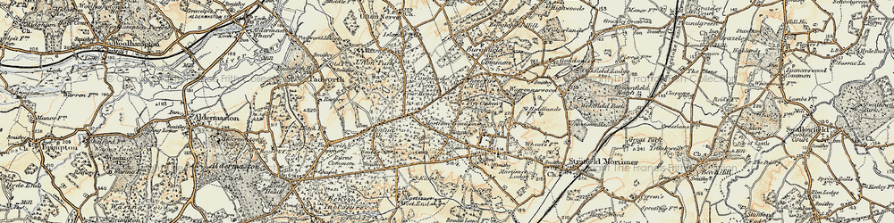 Old map of Four Houses Corner in 1897-1900