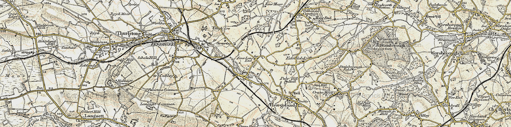 Old map of Four Lane End in 1903
