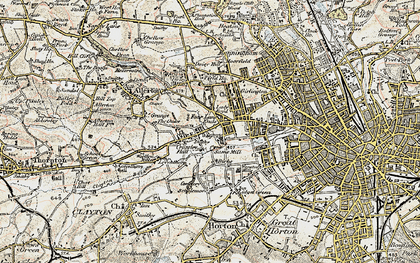 Old map of Four Lane Ends in 1903