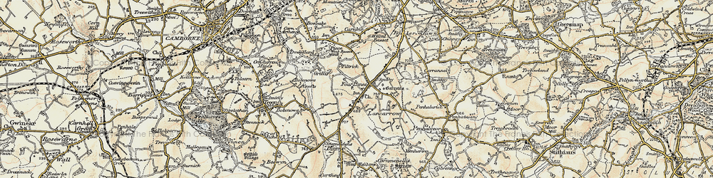 Old map of Four Lanes in 1900