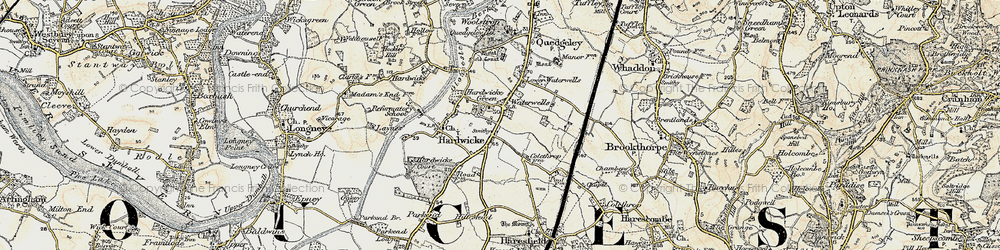 Old map of Four Mile Elm in 1898-1900