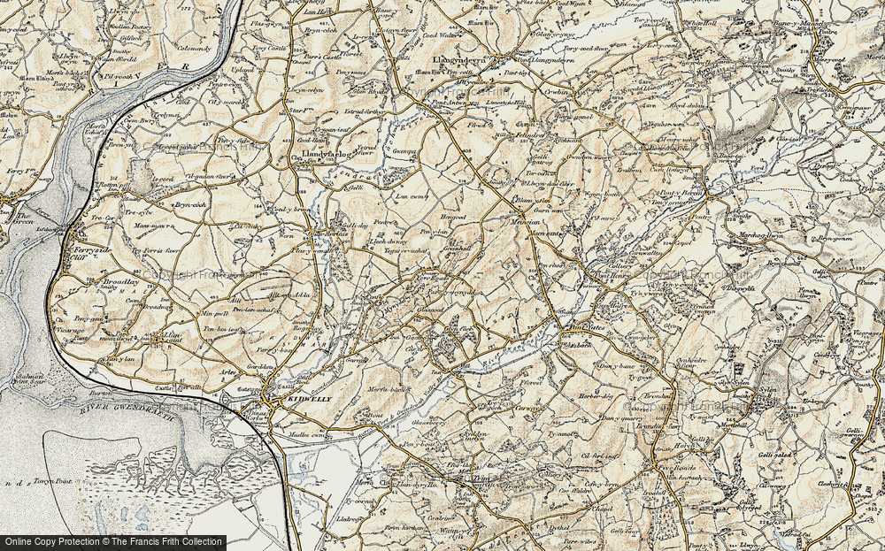 Old Map of Four Roads, 1901 in 1901