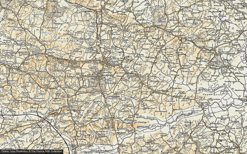 Old Map of Four Throws, 1898 in 1898