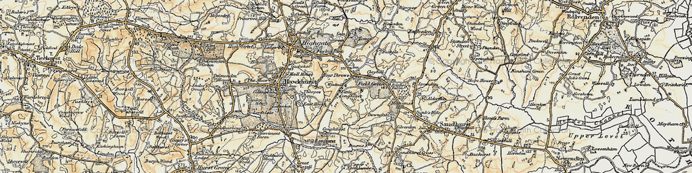 Old map of Four Throws in 1898
