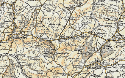 Old map of Four Wents in 1897-1898