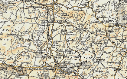 Old map of Four Wents in 1898