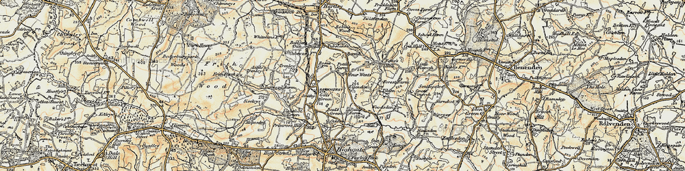 Old map of Four Wents in 1898