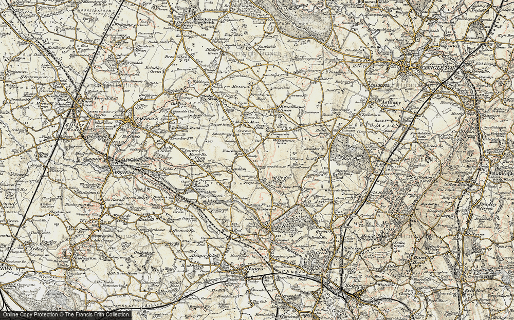 Old Map of Fourlanes End, 1902-1903 in 1902-1903
