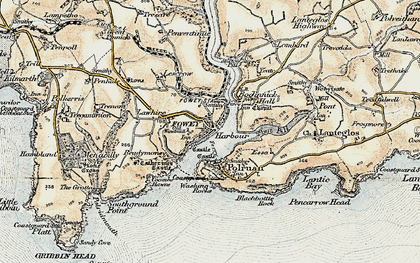 Old map of Fowey in 1900