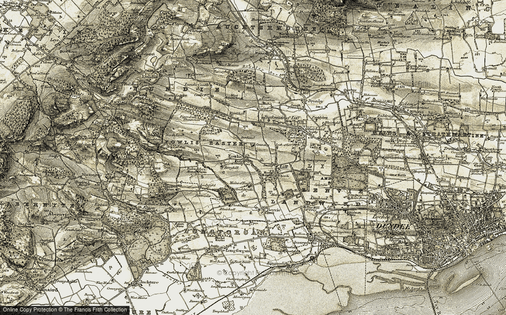 Old Map of Fowlis, 1907-1908 in 1907-1908