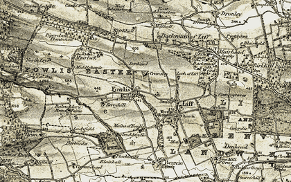 Old map of Fowlis in 1907-1908