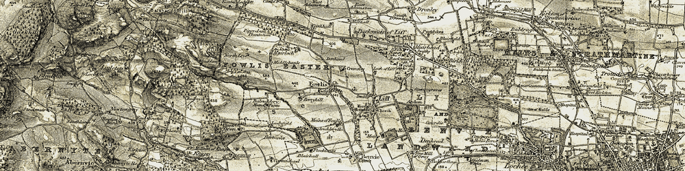 Old map of Fowlis in 1907-1908