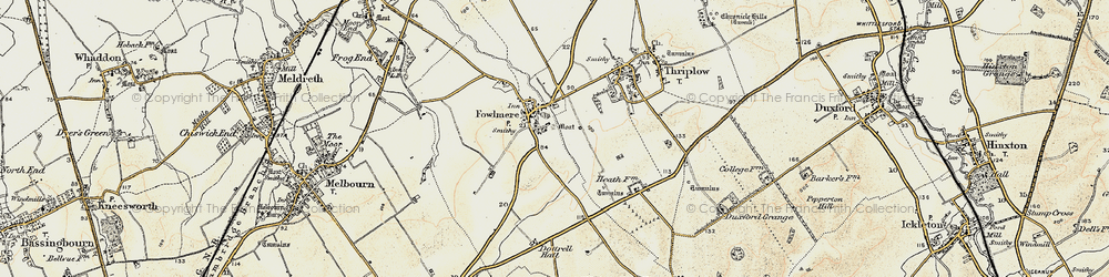 Old map of Fowlmere in 1898-1901