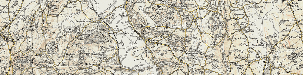 Old map of Fownhope in 1899-1901