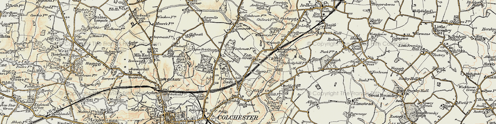 Old map of Ardleigh Reservoir in 1898-1899