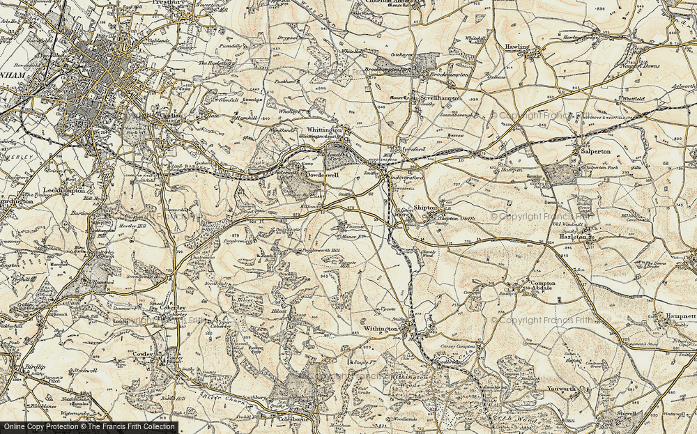 Old Map of Historic Map covering Foxcote Hill in 1898-1900