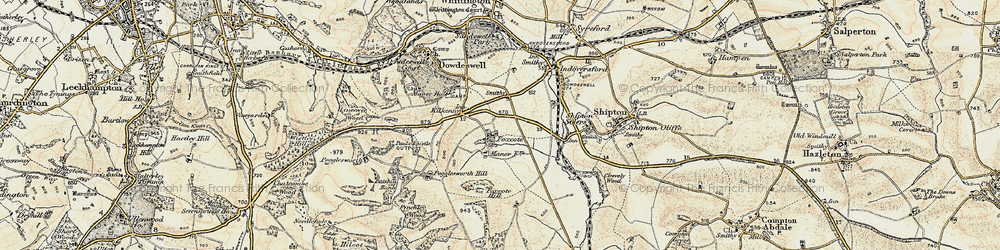 Old map of Foxcote in 1898-1900