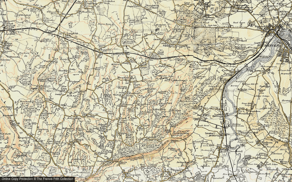 Old Map of Historic Map covering Brimstone Wood in 1897-1898