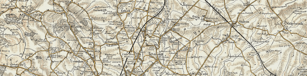 Old map of Foxford in 1901-1902