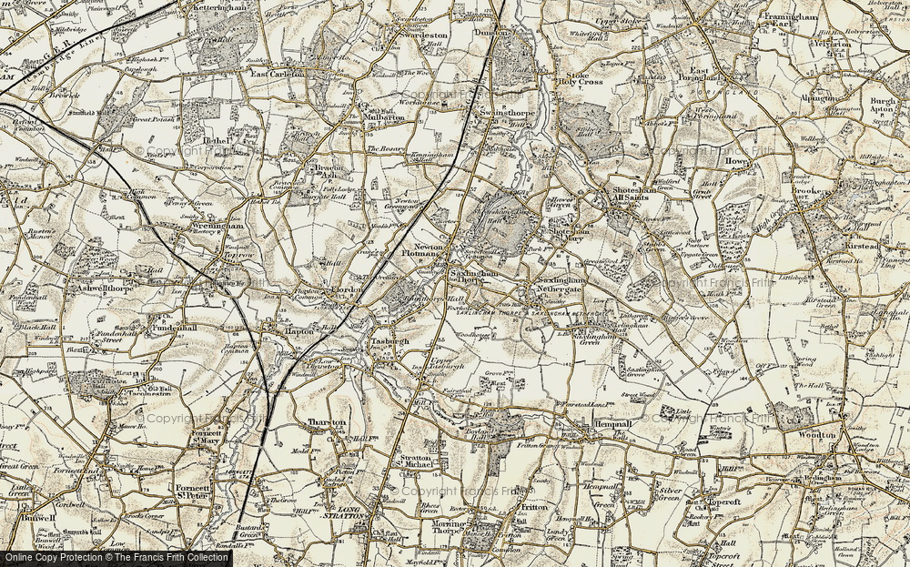Old Map of Foxhole, 1901-1902 in 1901-1902
