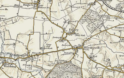 Old map of Foxley in 1901-1902