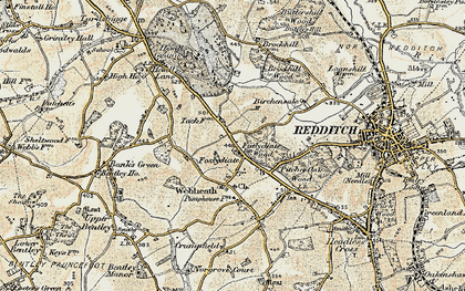 Old map of Foxlydiate in 1901-1902