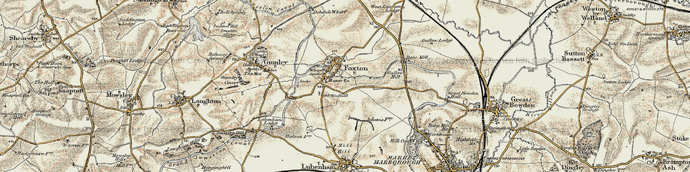Old map of Foxton in 1901-1902