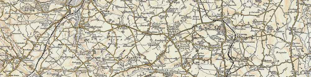Old map of Fraddam in 1900