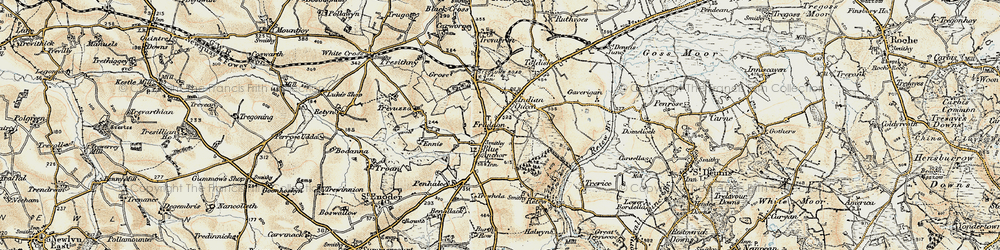 Old map of Fraddon in 1900