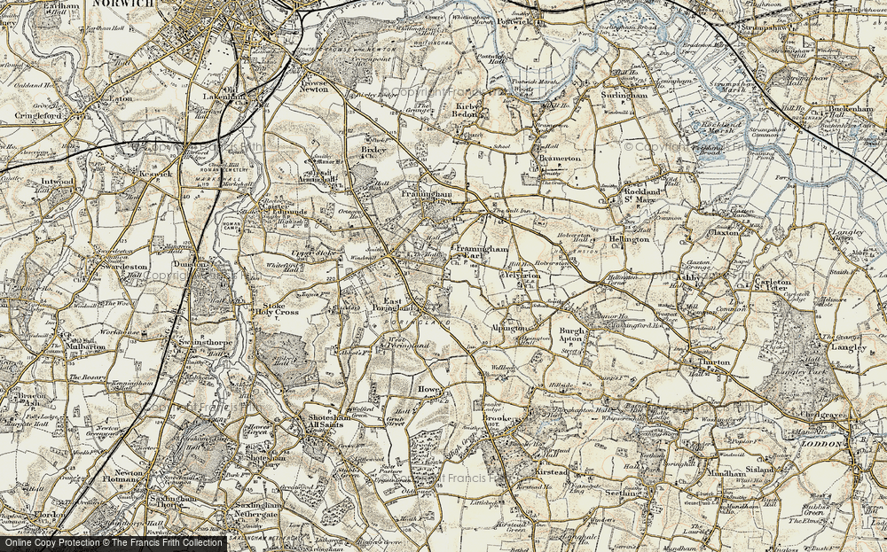 Old Map of Framingham Earl, 1901-1902 in 1901-1902