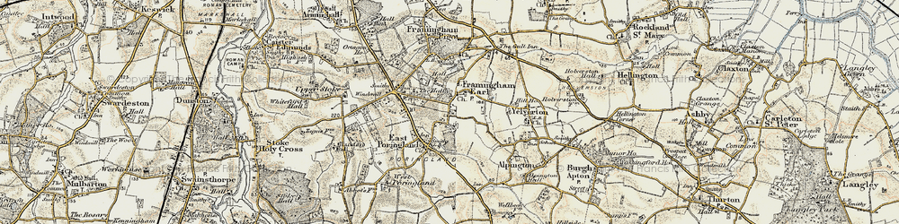 Old map of Framingham Earl in 1901-1902