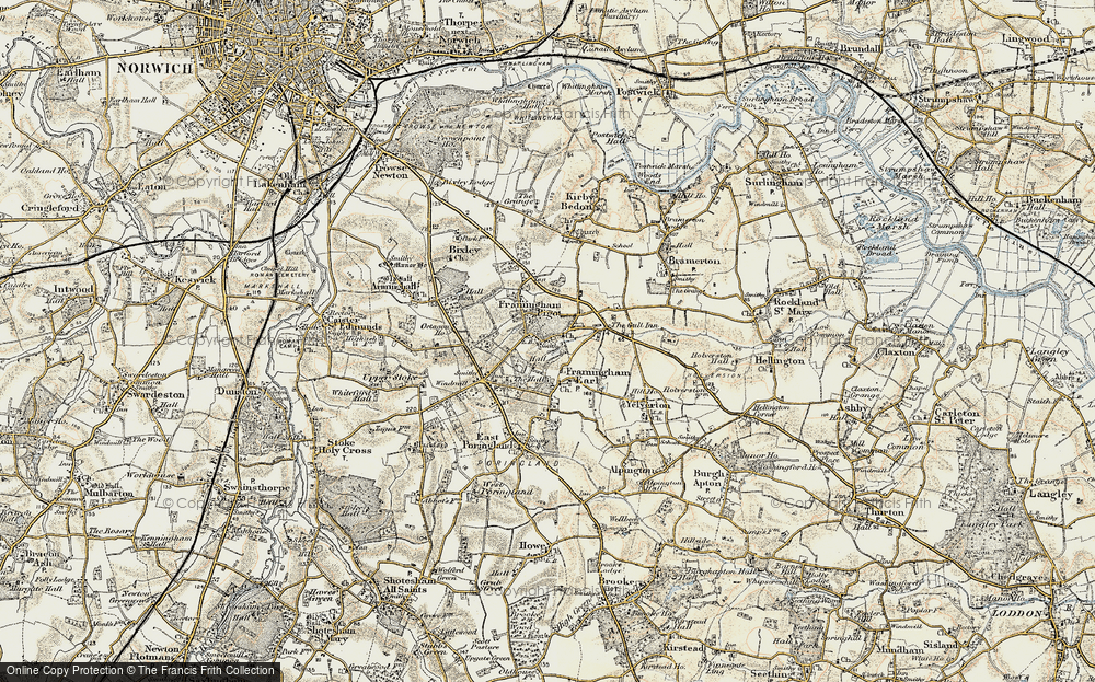 Old Map of Framingham Pigot, 1901-1902 in 1901-1902