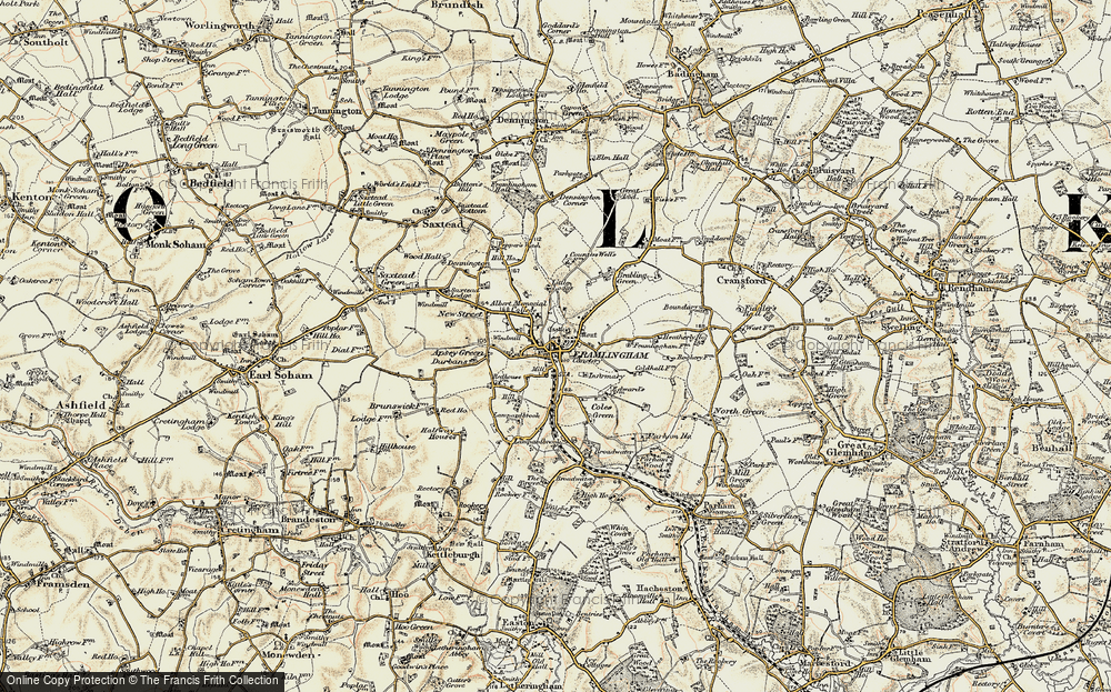 Old Map of Historic Map covering Brabling Green in 1898-1901