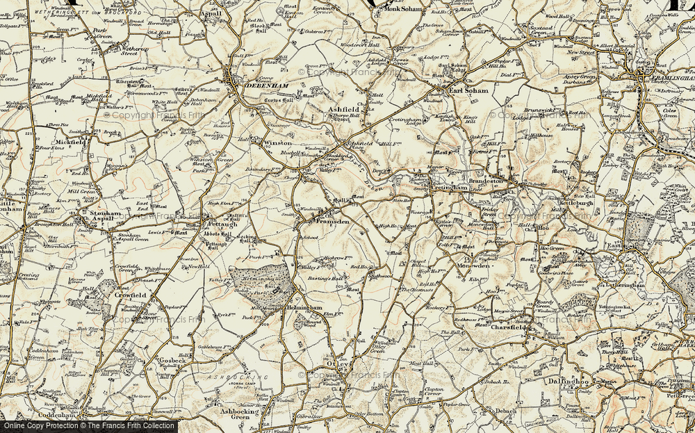 Old Map of Framsden, 1898-1901 in 1898-1901