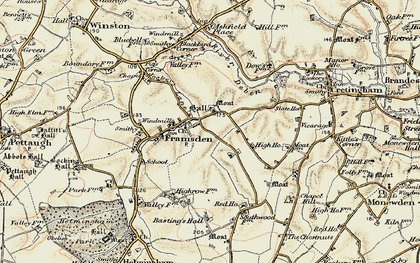 Old map of Basting's Hall in 1898-1901