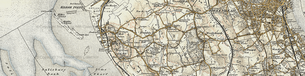 Old map of Frankby in 1902-1903