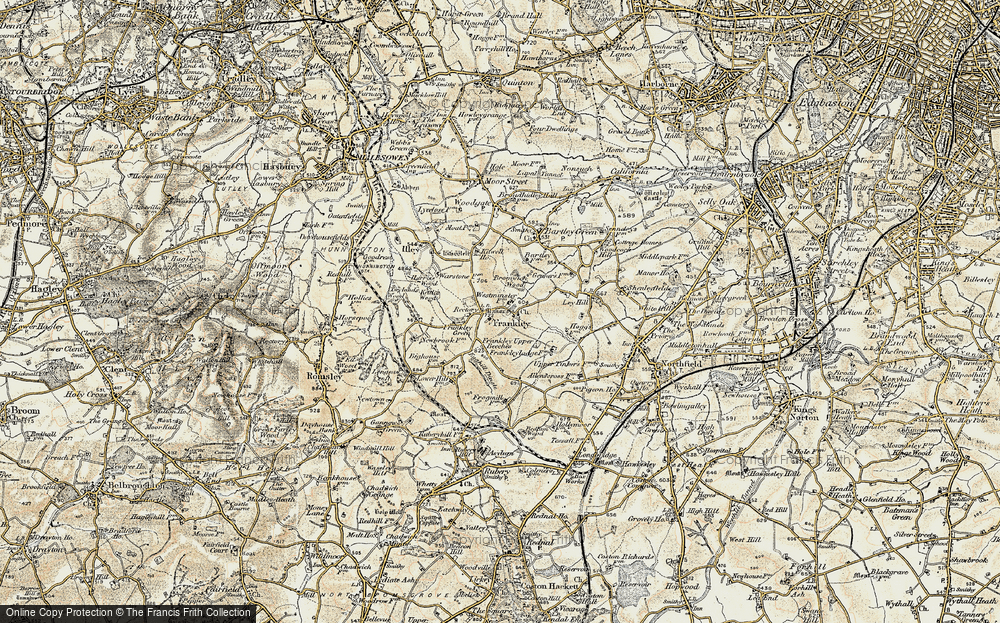 Old Map of Historic Map covering Frankley Beeches in 1901-1902