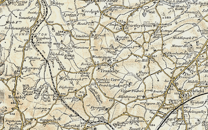 Old map of Frankley Beeches in 1901-1902