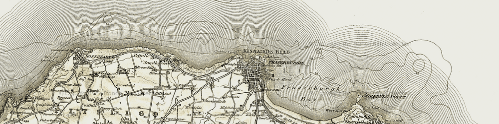 Old map of Fraserburgh in 1909-1910