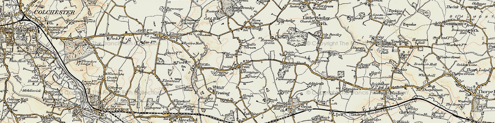 Old map of Frating Green in 1898-1899
